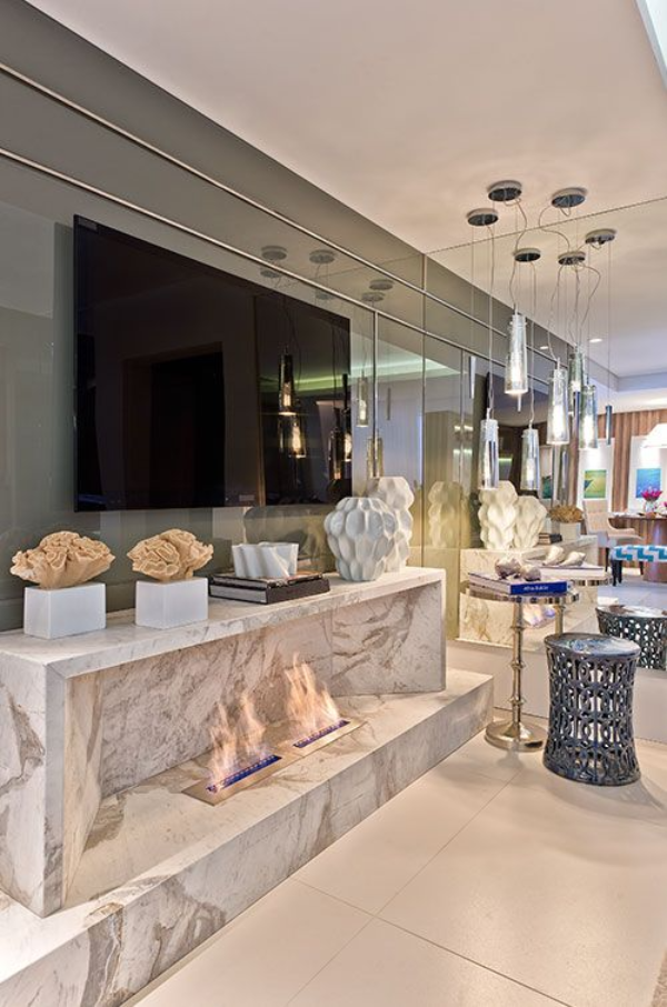 Luxus Wohnzimmer mit schöner Beleuchtung Marmor Granit