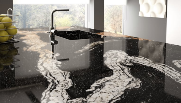 Marmor Granit Küchenoberfläche in Schwarz und Weiß