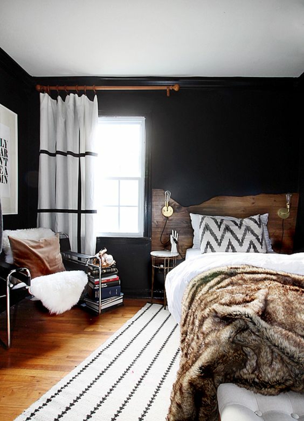 bettkopfteile rustikales design schlafzimmer einrichtung dunkle farben