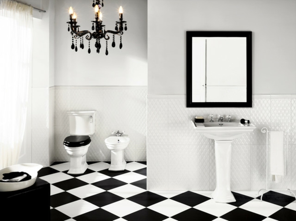 bodenfliesen schwarz weiß badezimmer design