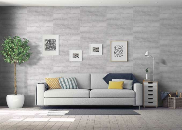 wandfliesen wohnzimmer elegantes graues wanddesign