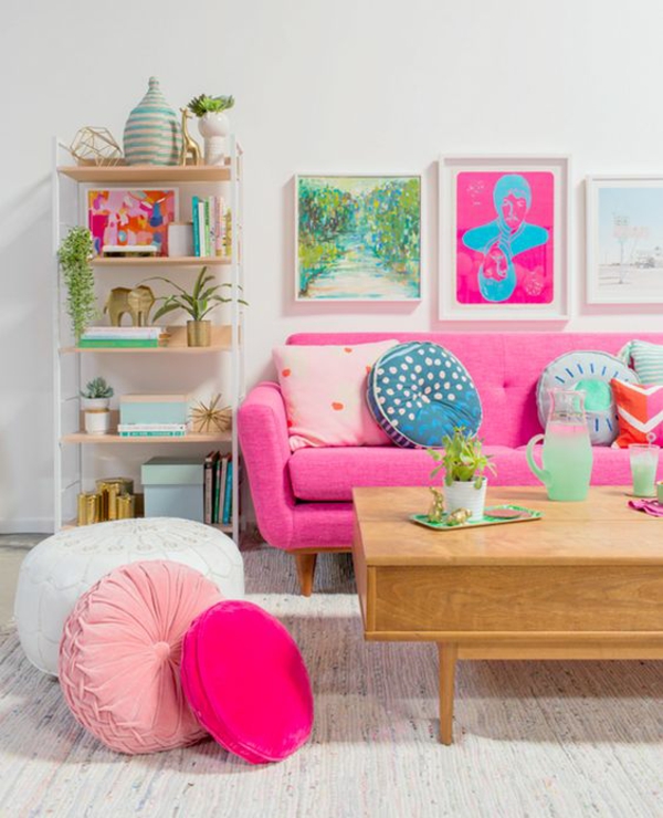 dekoideen wohnzimmer farbige accessoires gemütliches ambiente