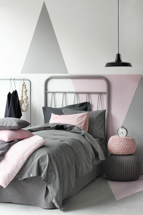 geometrische tapete wandtapete schlafzimmer sanfte pastellfarben