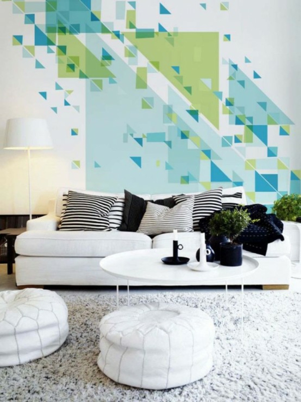 geometrische tapete wandtapete wohnzimmer frische farben