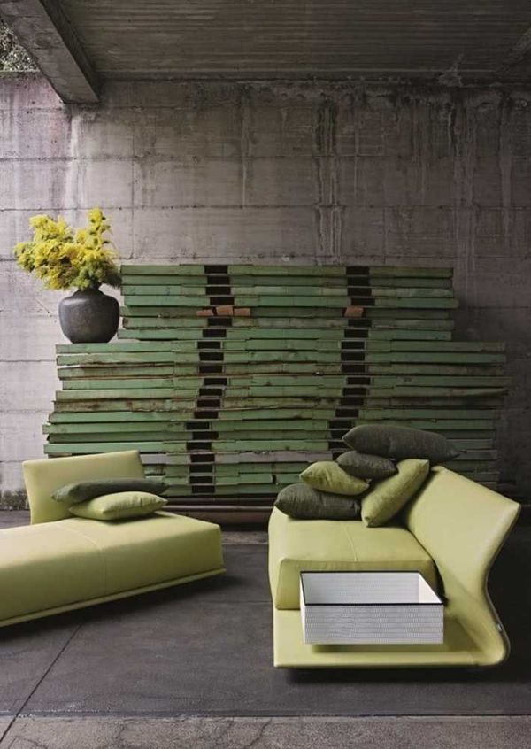 grüne couch - industrieller stil