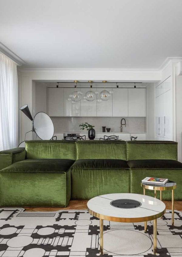grüne couch küchenideen