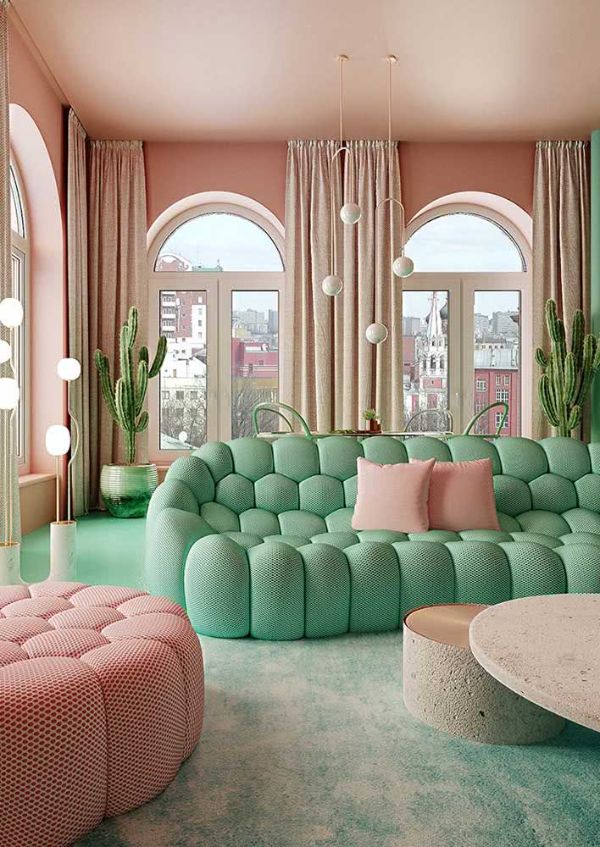 grüne couch rosa und grüne ideen