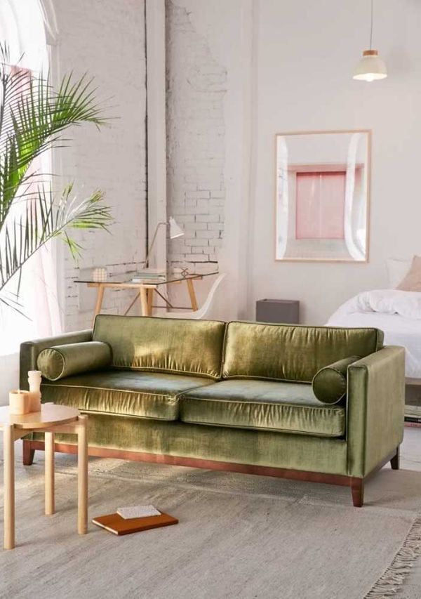 grüne couch wohnliche ideen