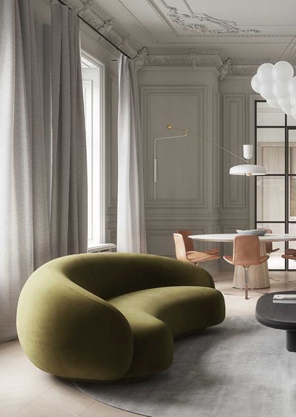 grüne couch wohnliches design modern