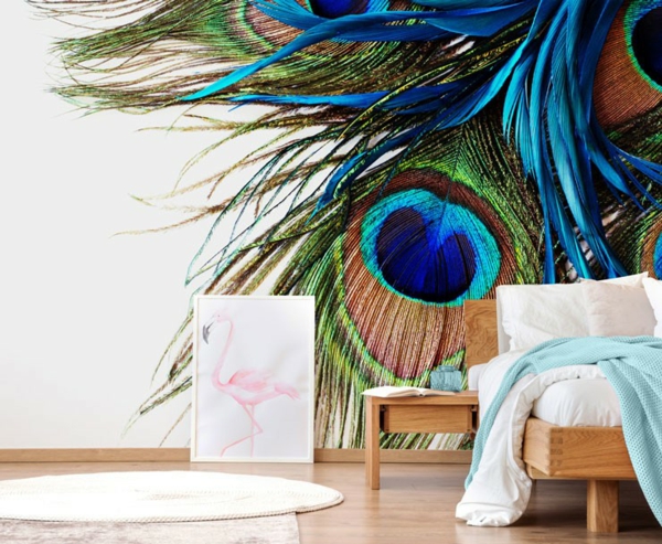abstrakte tapeten moderne wandgestaltung wohnzimmer frische farben