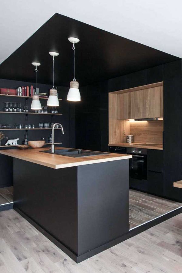 dunkle Oberfläche - sehr schöne U-Form Küche