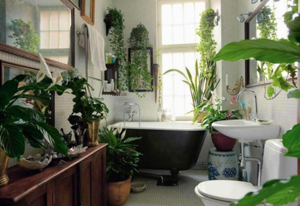 grüne zimmerpflanzen frische dekoideen badezimmer