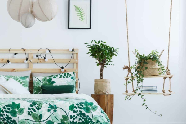 hängende zimmerpflanzen schlafzimmer dekorieren
