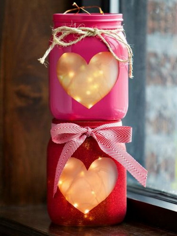 valentinstag geschenke für frauen ausgefallene bastelidee einmachgläse windlichter