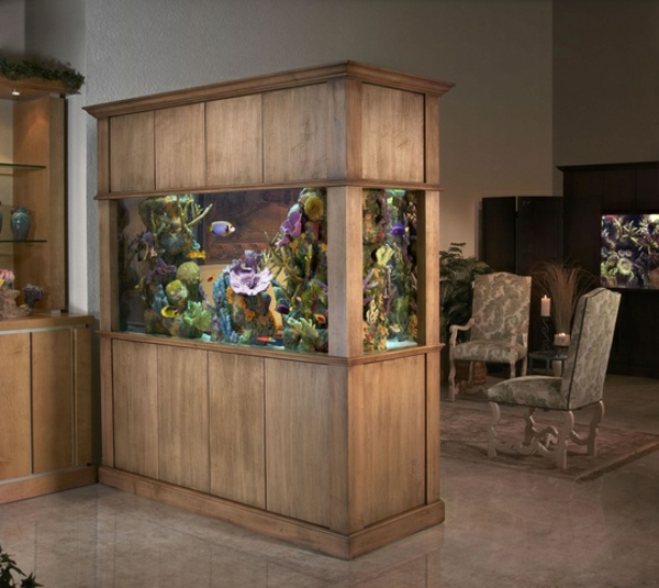 aquarium raumteiler elegantes wohnzimmer abtrennen