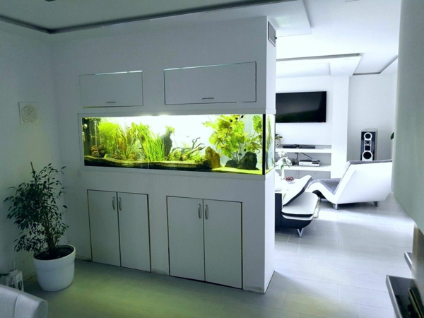 aquarium raumteiler wohnbereich abtrenne ideen