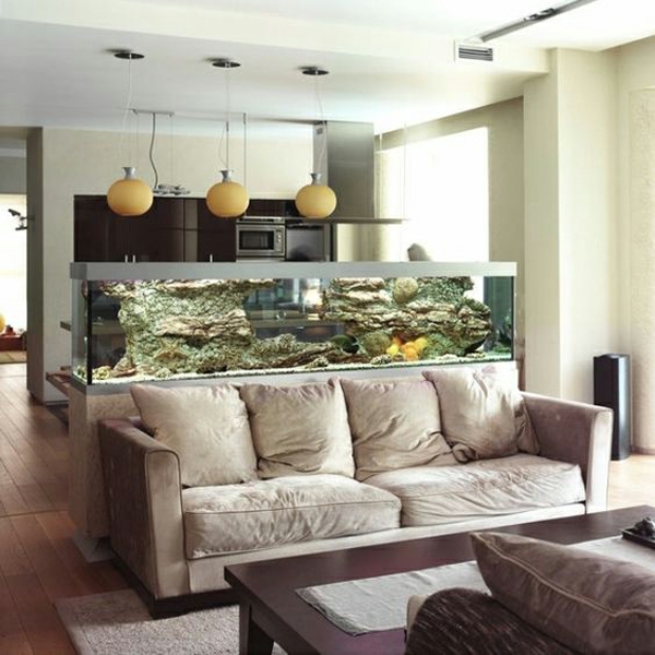 aquarium raumteiler wohnzimmer gestalten ideen schöne wohnideen