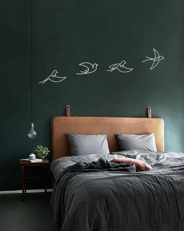 metallic wandfarbe grüne schlafzimmerwand schönes wanddesign