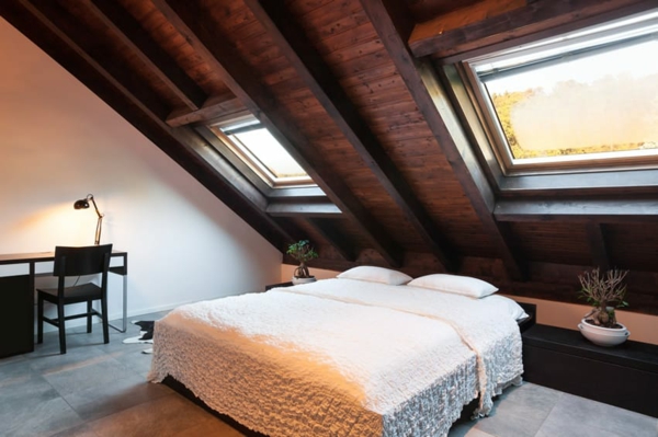 nachhaltige architektur schlafzimmer dachschräge energie sparende materialien