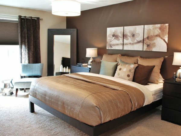 wandfarbe braun elegantes schlafzimmer brauntöne kombinieren