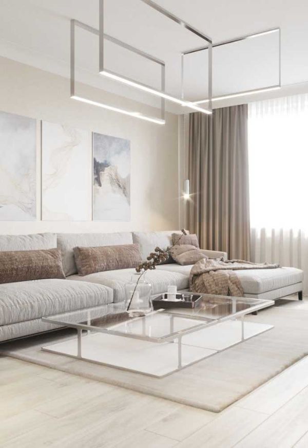 moderne kronleuchter weißes wohnzimmer tolle ideen