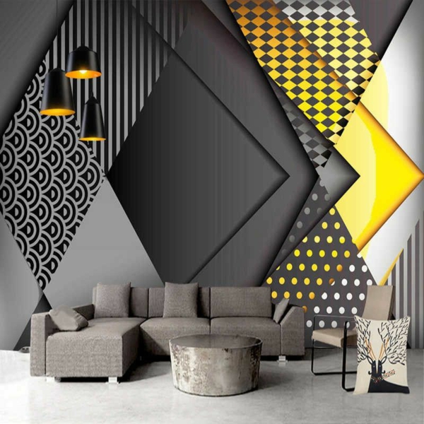design tapeten geometrische motive wohnzimmer wandgestaltung