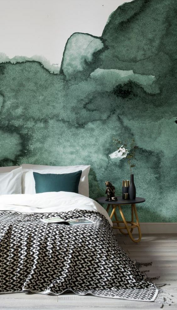 grünes schlafzimmer attraktive wandgestaltung moderner look