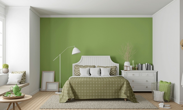 grünes schlafzimmer frische stimmung gemütliche atmosphäre