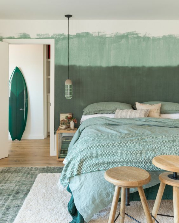 grünes schlafzimmer mehrere grüntöne kombinieren