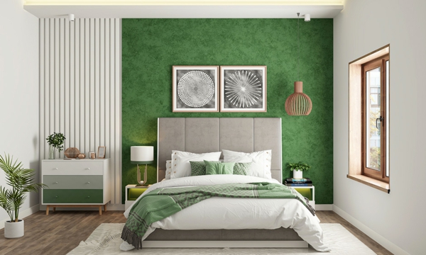 grünes schlafzimmer stilvolle farbkombination elegantes schlafzimmerdesign