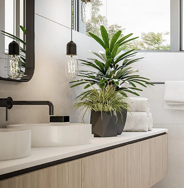 Mit künstlichen Pflanzen für das Badezimmer kreieren Sie ein echtes Paradies topfblumen palmen ideen