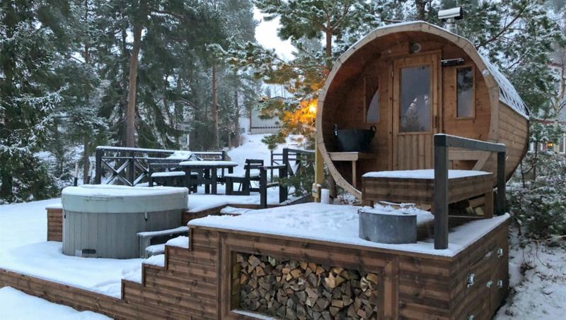 5 eck gartenhaus kaufen winter outdoor fasssauna
